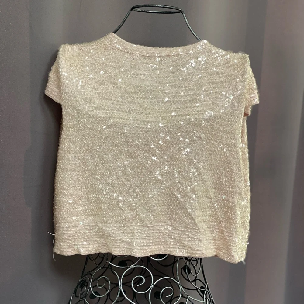Cenit light pink sequin cropped bolero jacket size L